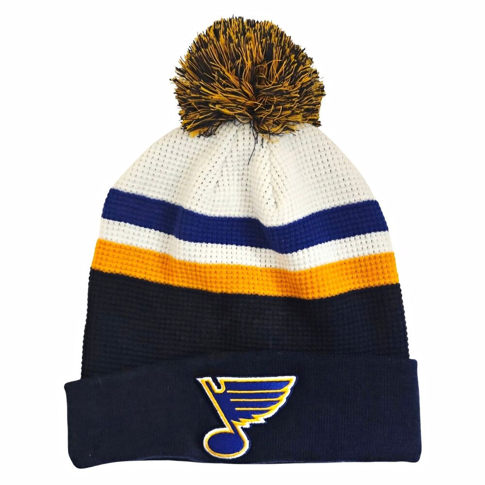 Fanatics St. Louis Blues NHL Pom Knit Beanie Hat Navy White Blue Gold